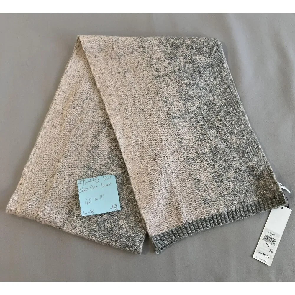 Calvin Klein Pink And Silver Sparkle‎ Scarf Nice Condition Labeled 70